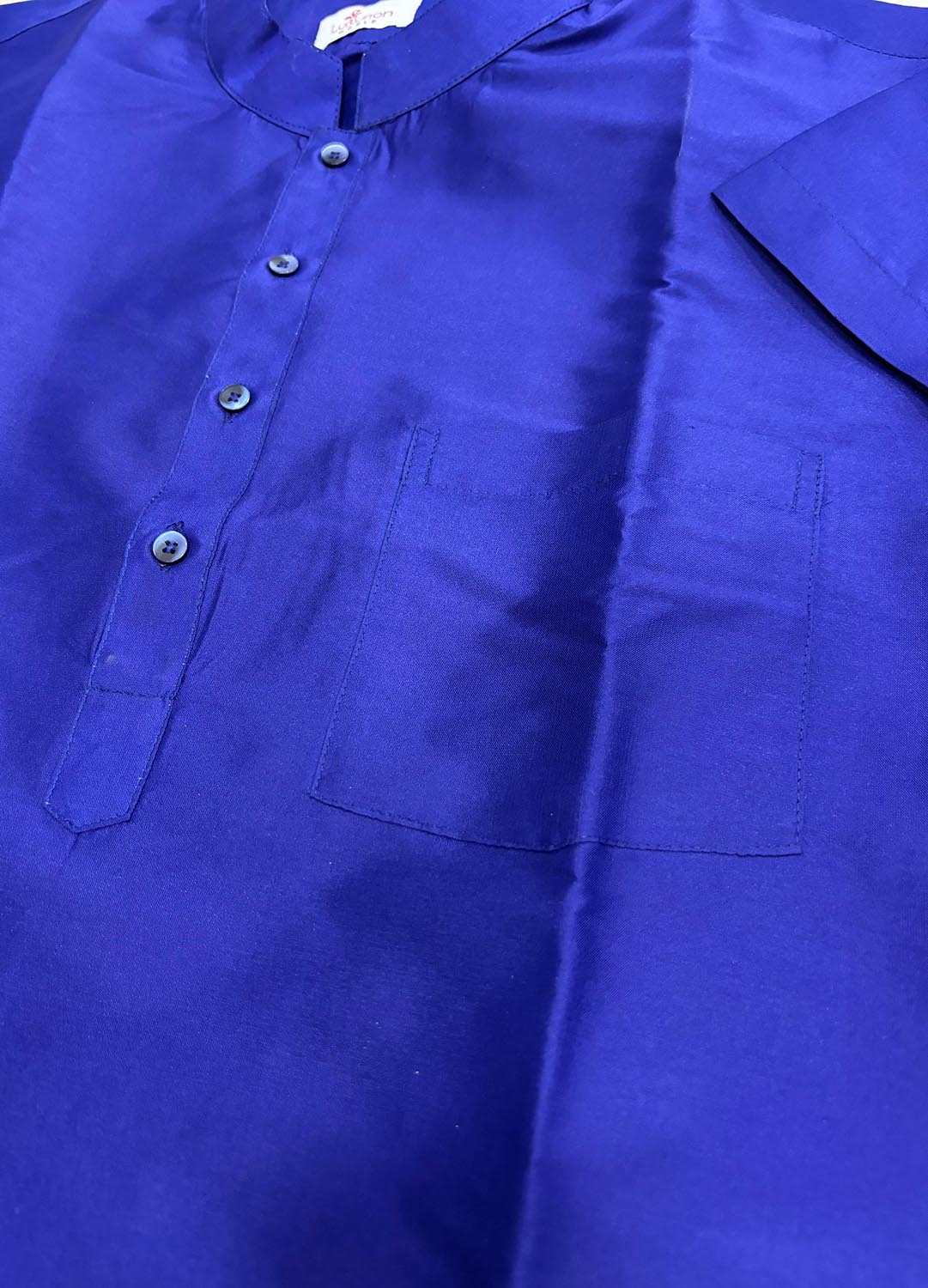 Blue Plain Silk Short Kurta - Luxurion World