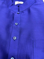 Blue Plain Silk Short Kurta - Luxurion World