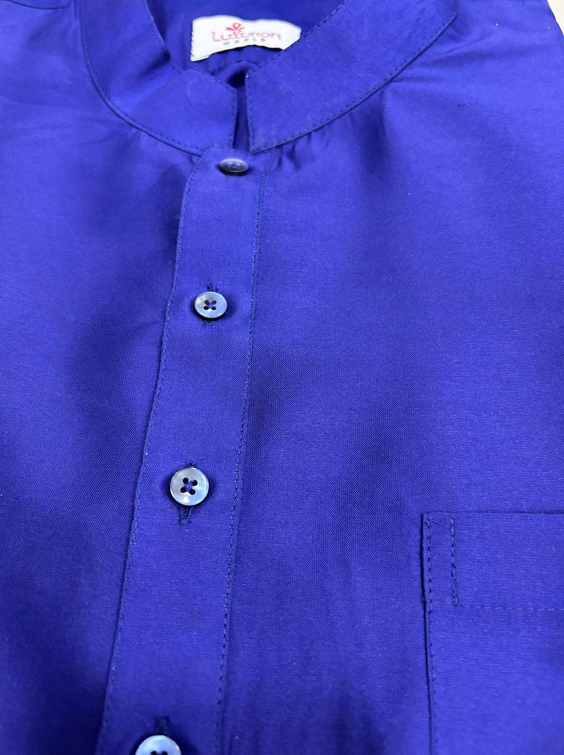 Blue Plain Silk Short Kurta - Luxurion World