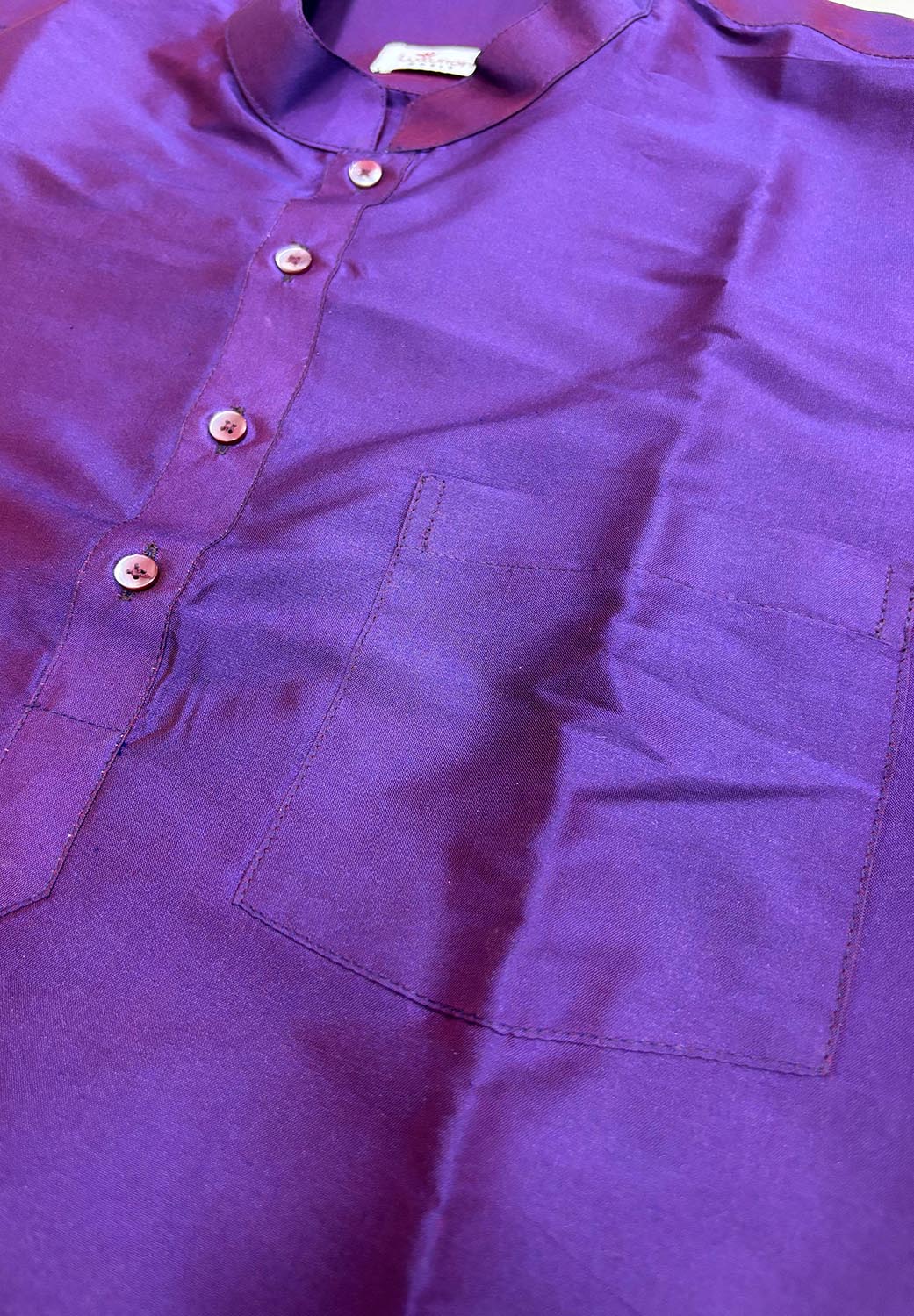 Stylish Purple Plain Silk Short Kurta - Luxurion World