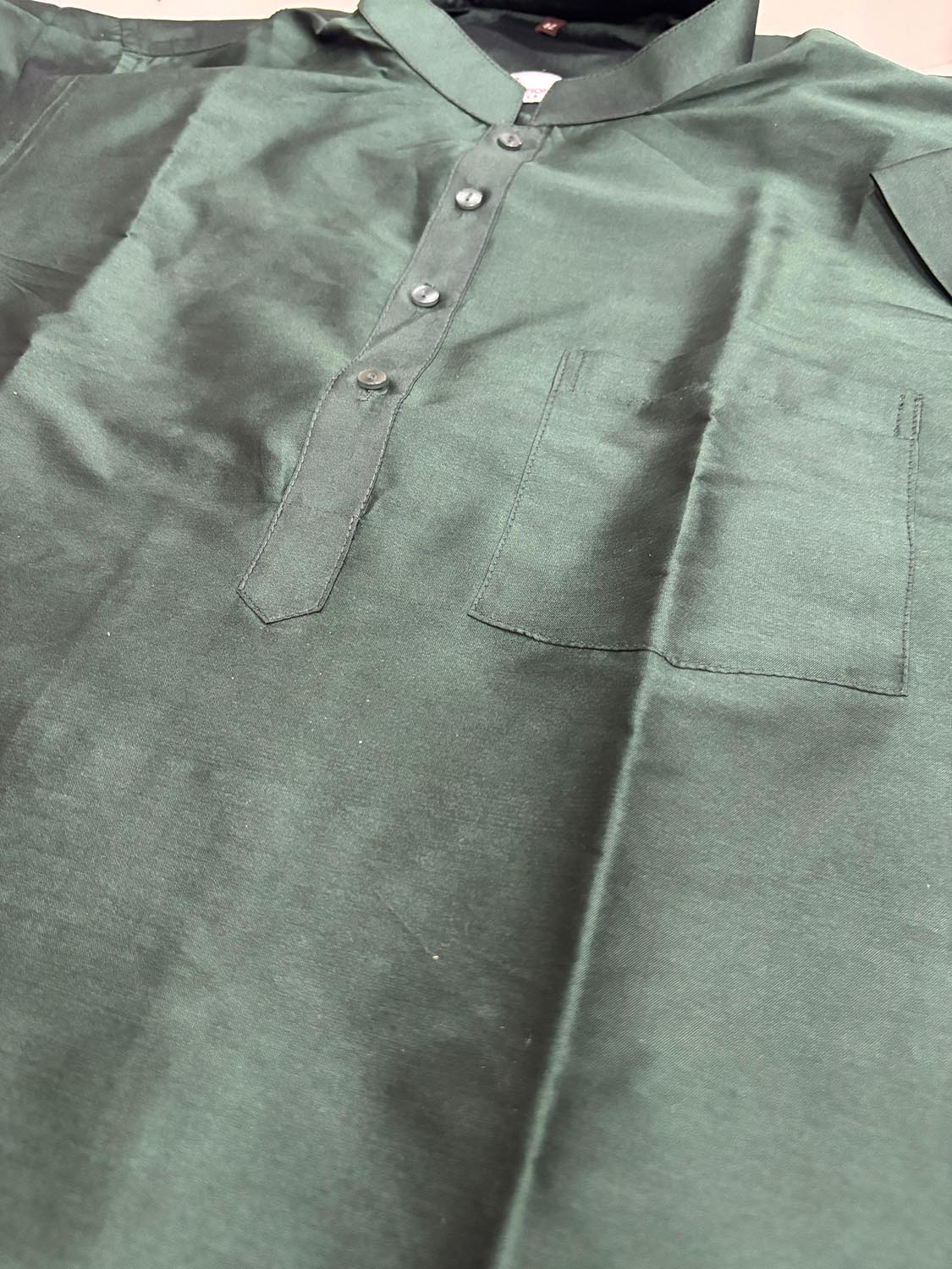 Green Plain Silk Short Kurta - Simple Elegance - Luxurion World