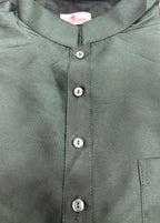 Green Plain Silk Short Kurta - Simple Elegance - Luxurion World