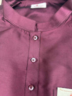 Stylish Wine Plain Silk Short Kurta - Luxurion World