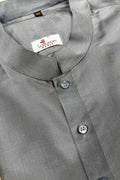 Classic Grey Plain Silk Short Kurta - Luxurion World