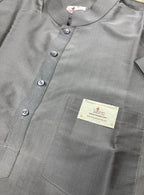 Classic Grey Plain Silk Short Kurta - Luxurion World