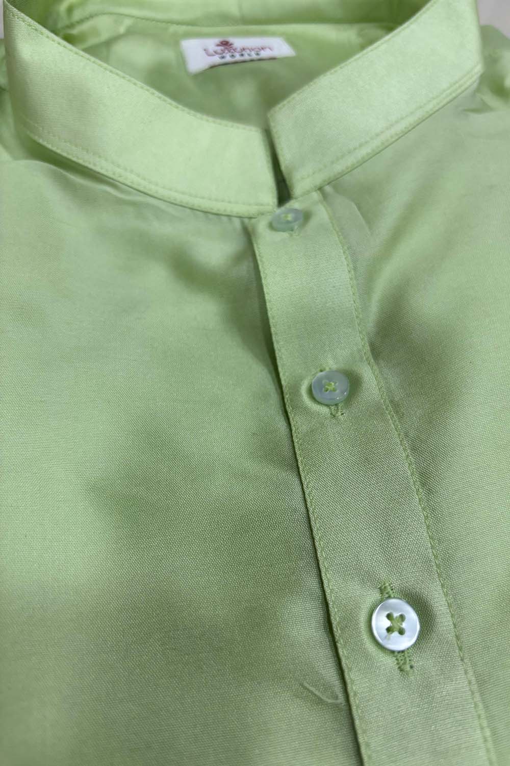 Stylish Green Plain Silk Short Kurta - Luxurion World