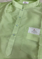 Stylish Green Plain Silk Short Kurta - Luxurion World