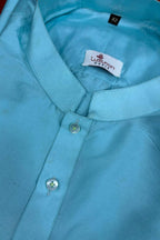 Stylish Blue Plain Silk Short Kurta - Luxurion World