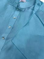 Stylish Blue Plain Silk Short Kurta - Luxurion World
