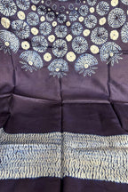 Blue Shibori Tie N Dye Pure Tussar Silk Hand Needle Work Kaftan - Luxurion World
