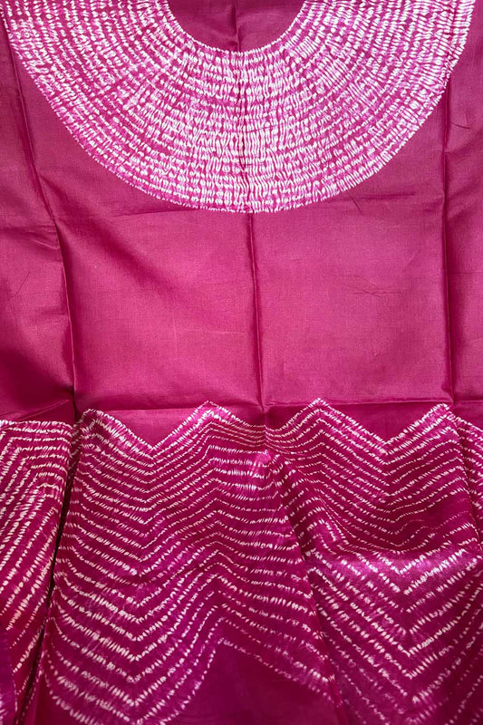 Pink Shibori Tie N Dye Pure Tussar Silk Hand Needle Work Kaftan - Luxurion World
