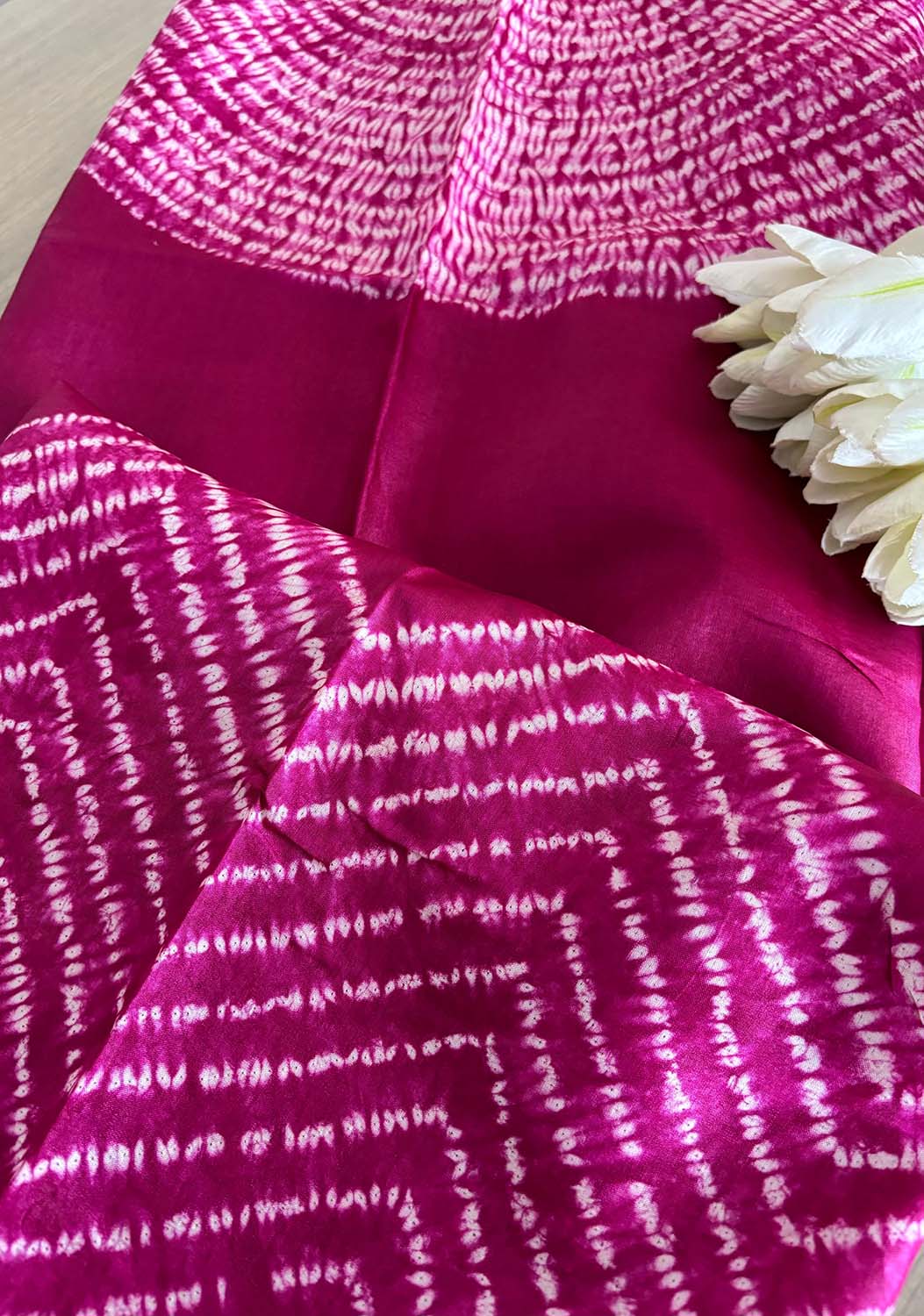 Pink Shibori Tie N Dye Pure Tussar Silk Hand Needle Work Kaftan - Luxurion World