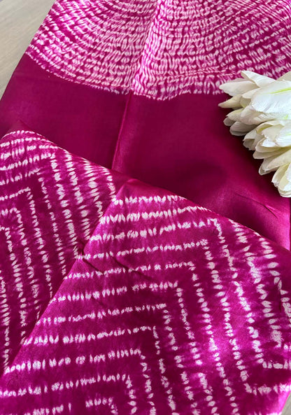 Pink Shibori Tie N Dye Pure Tussar Silk Hand Needle Work Kaftan - Luxurion World