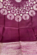 Purple Shibori Tie N Dye Pure Tussar Silk Hand Needle Work Kaftan - Luxurion World