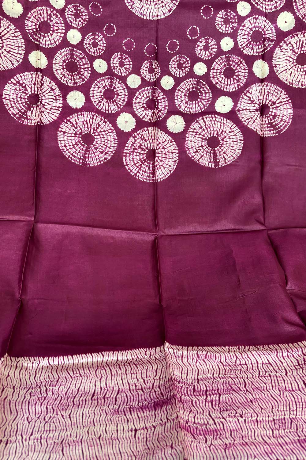 Purple Shibori Tie N Dye Pure Tussar Silk Hand Needle Work Kaftan - Luxurion World