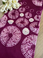 Purple Shibori Tie N Dye Pure Tussar Silk Hand Needle Work Kaftan - Luxurion World