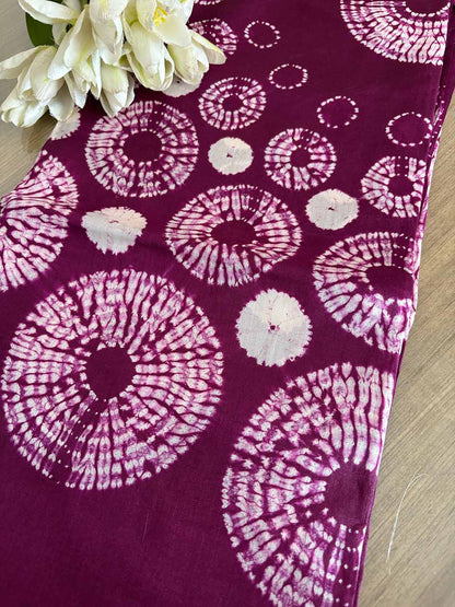 Purple Shibori Tie N Dye Pure Tussar Silk Hand Needle Work Kaftan - Luxurion World