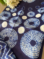 Blue Shibori Tie N Dye Pure Tussar Silk Hand Needle Work Kaftan - Luxurion World