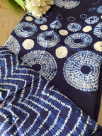 Blue Shibori Tie N Dye Pure Tussar Silk Hand Needle Work Kaftan - Luxurion World