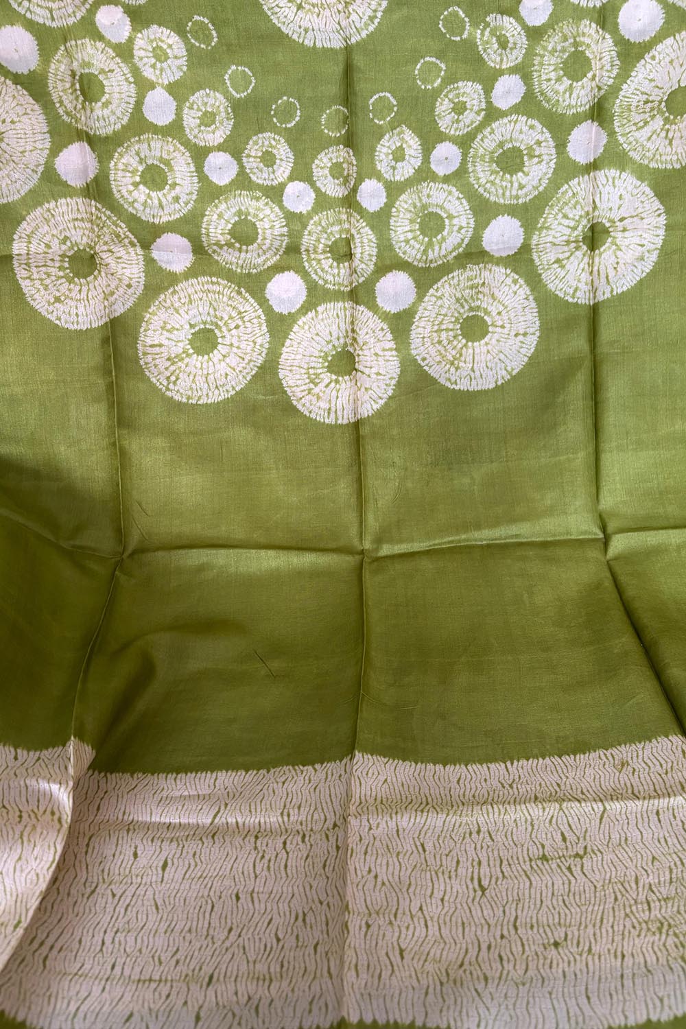 Green Shibori Tie N Dye Pure Tussar Silk Hand Needle Work Kaftan - Luxurion World