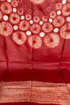 Red Shibori Tie N Dye Pure Tussar Silk Hand Needle Work Kaftan - Luxurion World
