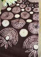 Brown Shibori Tie N Dye Pure Tussar Silk Hand Needle Work Kaftan - Luxurion World