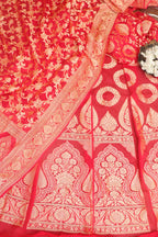 Stunning Red Banarasi Georgette Unstitched Lehenga Set - Luxurion World