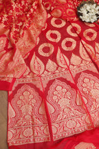 Stunning Red Banarasi Georgette Unstitched Lehenga Set - Luxurion World