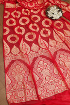 Stunning Red Banarasi Georgette Unstitched Lehenga Set - Luxurion World