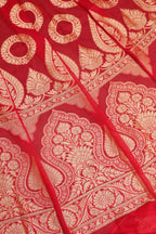 Stunning Red Banarasi Georgette Unstitched Lehenga Set - Luxurion World