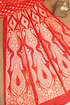 Stunning Red Banarasi Georgette Unstitched Lehenga Set - Luxurion World