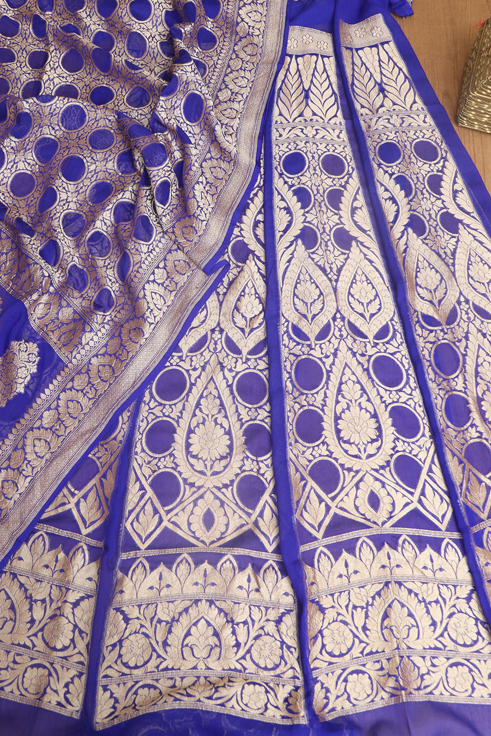 Elegant Purple Banarasi Georgette Unstitched Lehenga Set - Luxurion World
