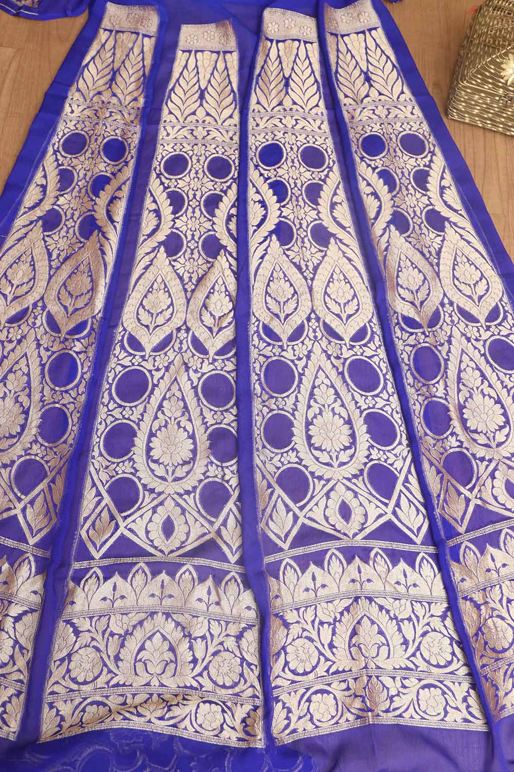 Elegant Purple Banarasi Georgette Unstitched Lehenga Set - Luxurion World