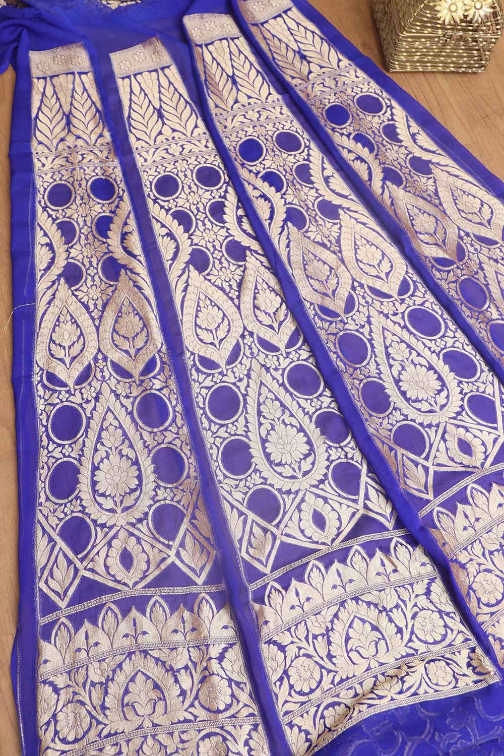 Elegant Purple Banarasi Georgette Unstitched Lehenga Set - Luxurion World