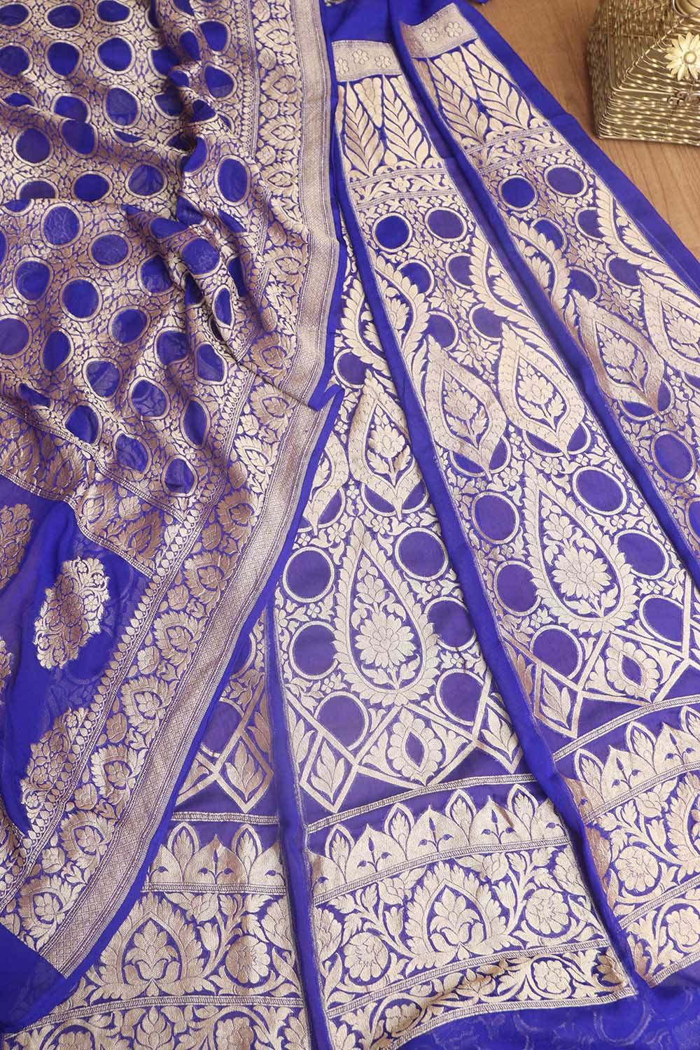 Elegant Purple Banarasi Georgette Unstitched Lehenga Set - Luxurion World