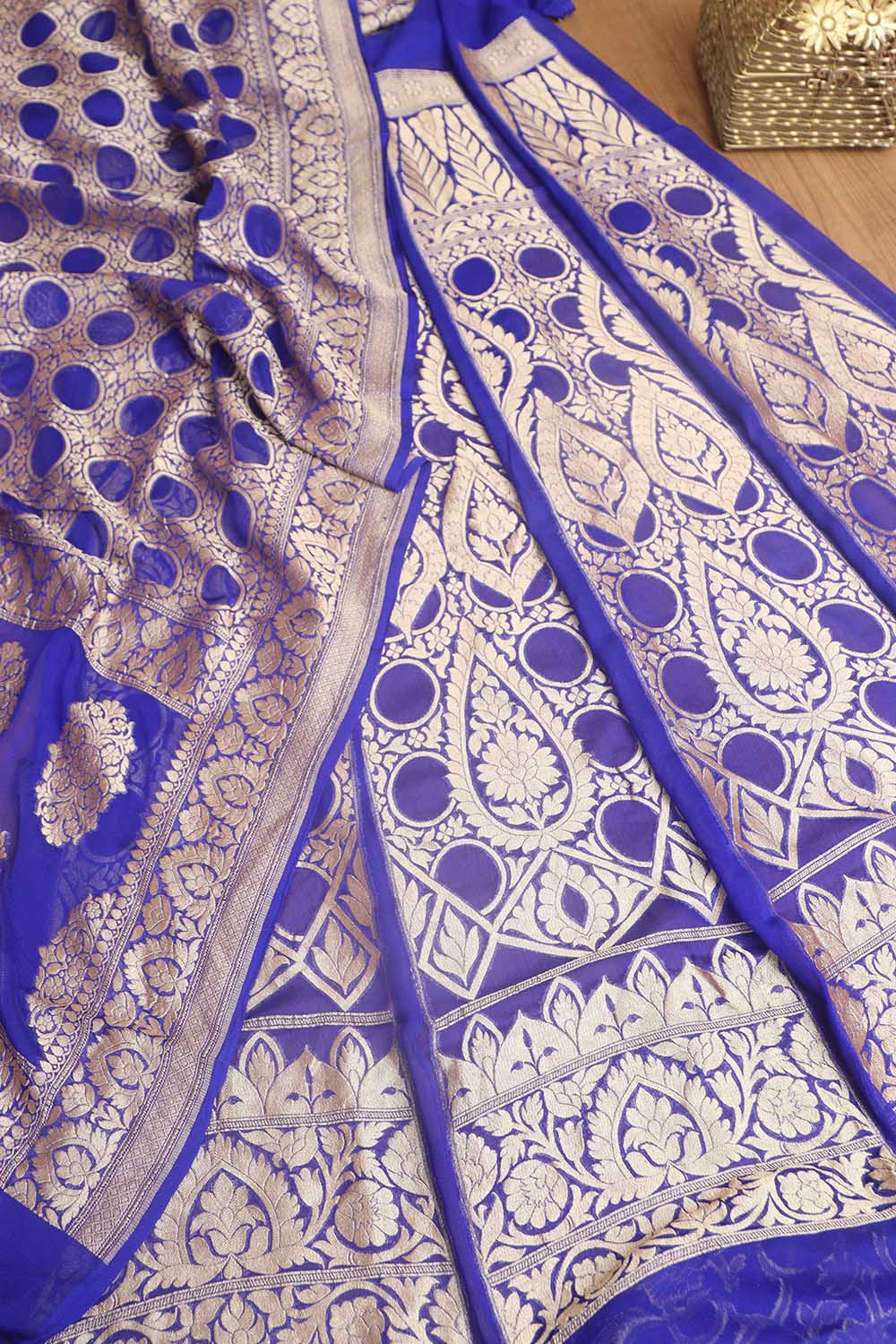 Elegant Purple Banarasi Georgette Unstitched Lehenga Set - Luxurion World