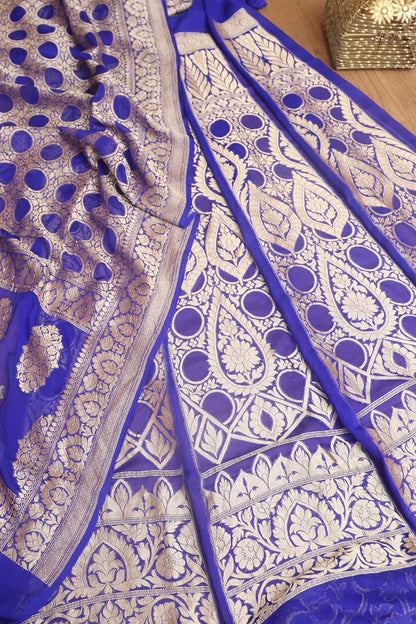 Elegant Purple Banarasi Georgette Unstitched Lehenga Set - Luxurion World