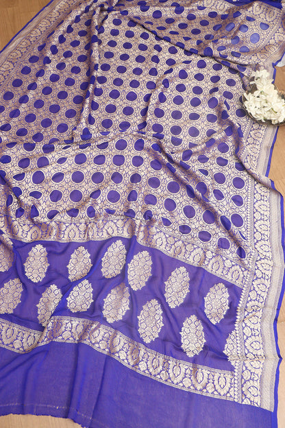 Elegant Purple Banarasi Georgette Unstitched Lehenga Set - Luxurion World