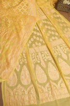 Yellow Banarasi Georgette Unstitched Lehenga Set - Luxurion World