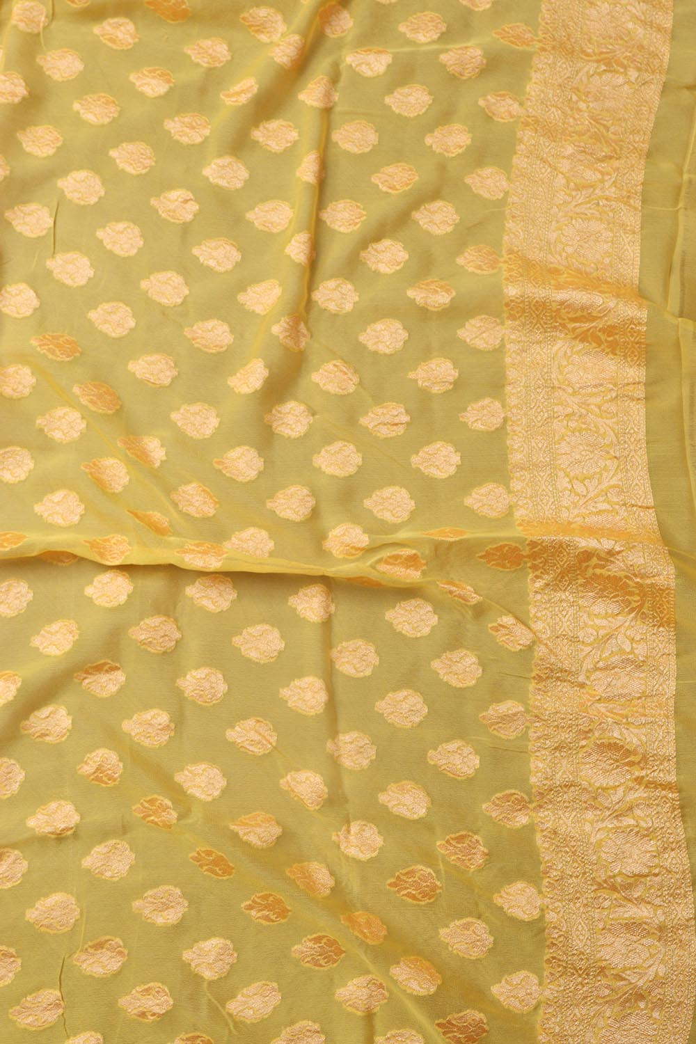 Yellow Banarasi Georgette Unstitched Lehenga Set - Luxurion World