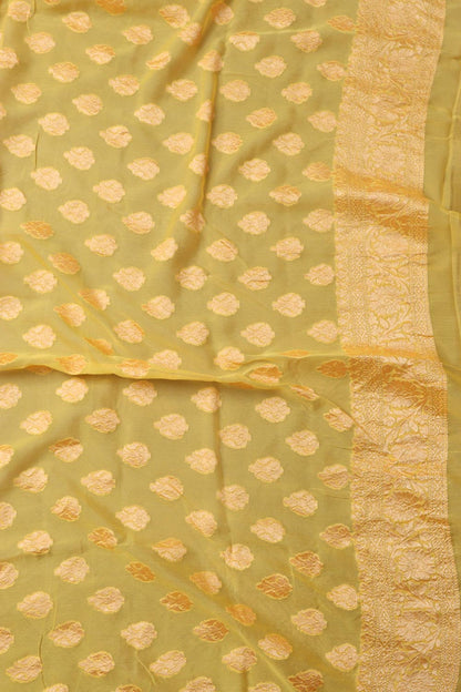 Yellow Banarasi Georgette Unstitched Lehenga Set - Luxurion World