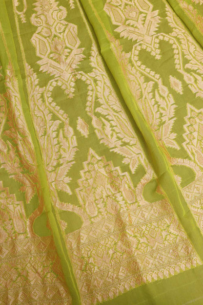 Stunning Green Banarasi Georgette Unstitched Lehenga Set - Luxurion World