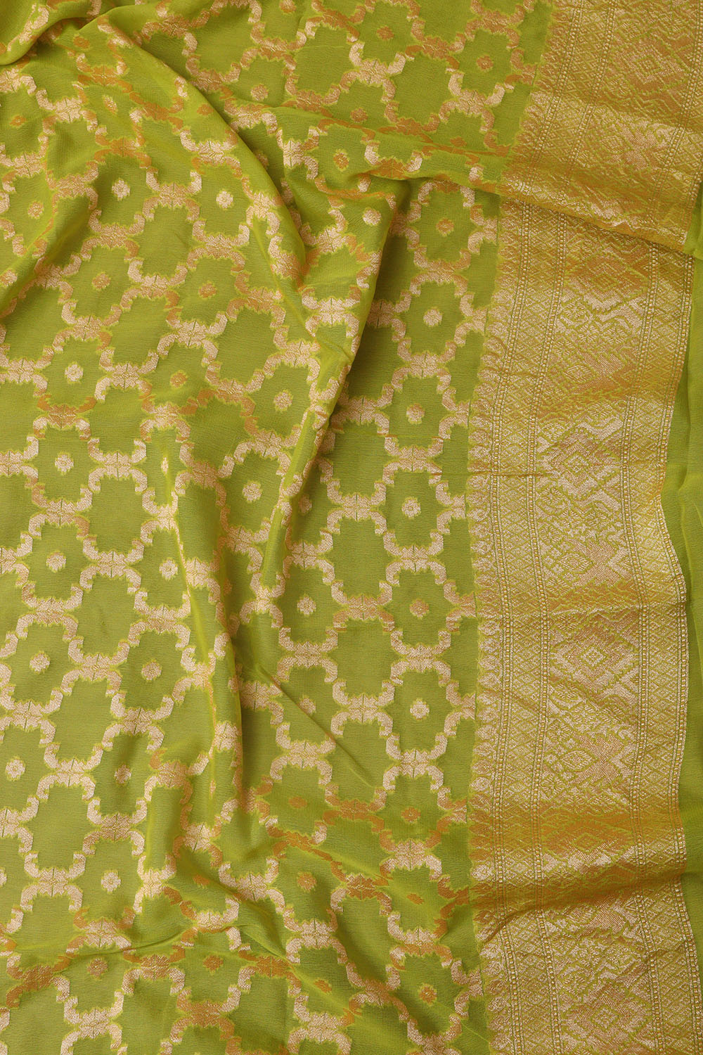 Stunning Green Banarasi Georgette Unstitched Lehenga Set - Luxurion World