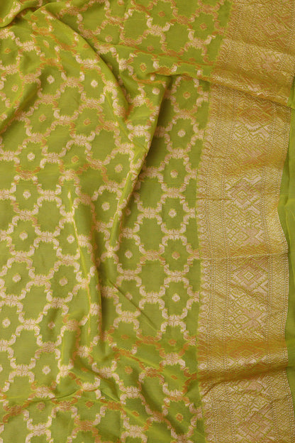 Stunning Green Banarasi Georgette Unstitched Lehenga Set - Luxurion World