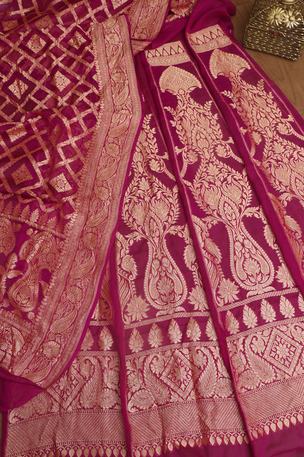 Elegant Purple Banarasi Georgette Unstitched Lehenga Set - Luxurion World