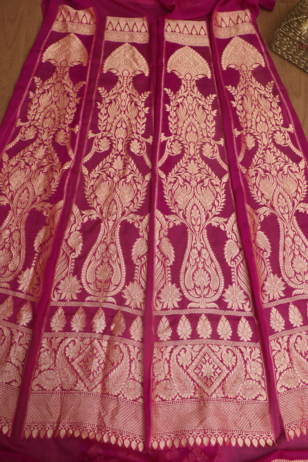 Elegant Purple Banarasi Georgette Unstitched Lehenga Set - Luxurion World