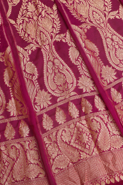 Elegant Purple Banarasi Georgette Unstitched Lehenga Set - Luxurion World