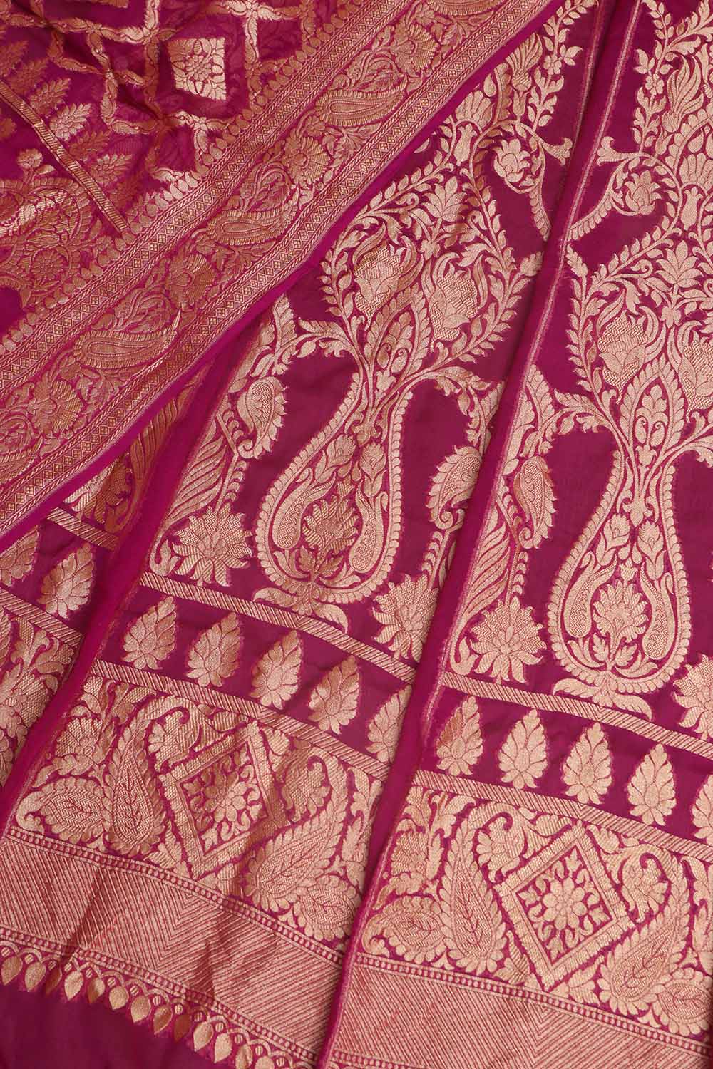 Elegant Purple Banarasi Georgette Unstitched Lehenga Set - Luxurion World