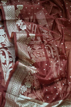 Brown Banarasi Organza Unstitched Lehenga Set - Luxurion World