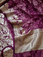 Purple Banarasi Organza Unstitched Lehenga Set - Luxurion World